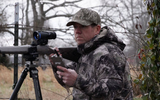 Heath Wood carrying the GOYOJO GRL335 during a Missouri predator hunt